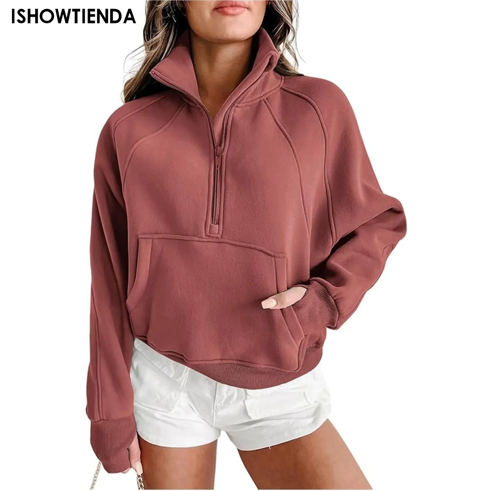 kf-S30a39767d98c4d60bbdec423d7600a1eH-Stand-Collar-Casual-Sweatshirts-Half-Zip-Women-Cropped-Pullover-Thumb-Hole-Overzised-Hoodie-Solid-Color-Plus