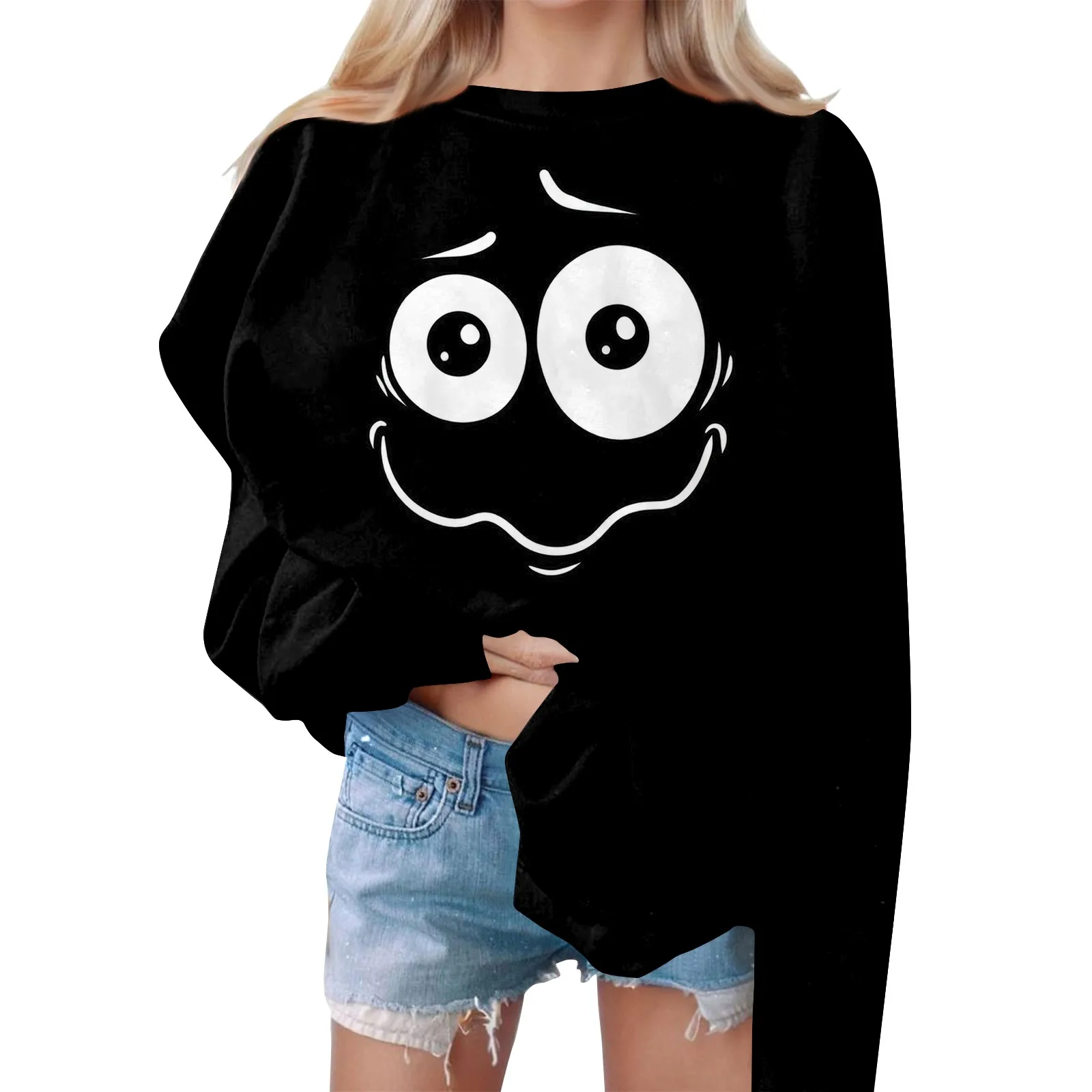 kf-S63fe4d0d11944451ab77c5bf9ce3af1f1-Women-s-Expression-Print-Pullover-Round-Neck-Drop-Shoulder-Long-Sleeve-Sweatshirt