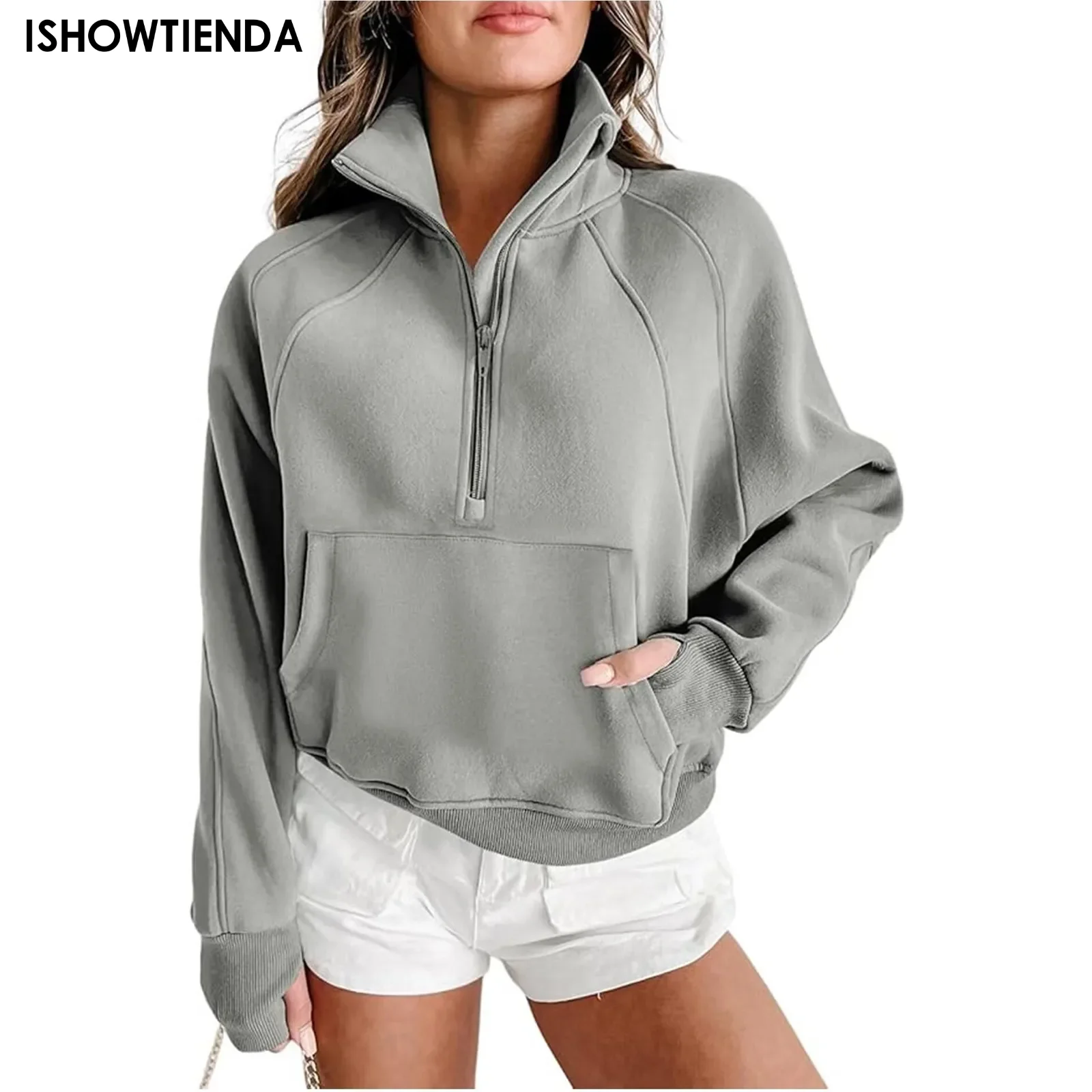 kf-S7bd73d8754234fa6963da964739b8359M-Stand-Collar-Casual-Sweatshirts-Half-Zip-Women-Cropped-Pullover-Thumb-Hole-Overzised-Hoodie-Solid-Color-Plus