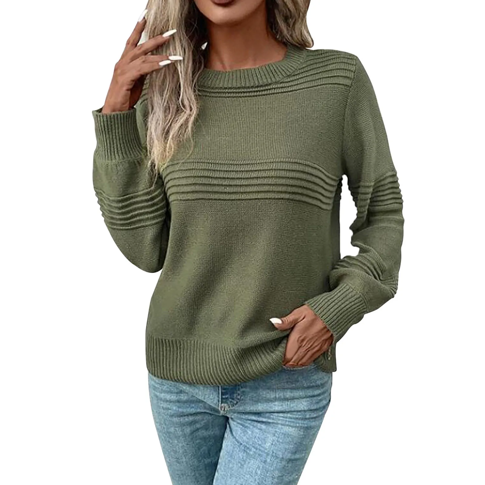 kf-Sb900653639c443398f4b2974de2f899aC-Women-s-Casual-Solid-Color-Round-Neck-Long-Sleeve-Sweater-For-Autumn-And-Winter-Women-s