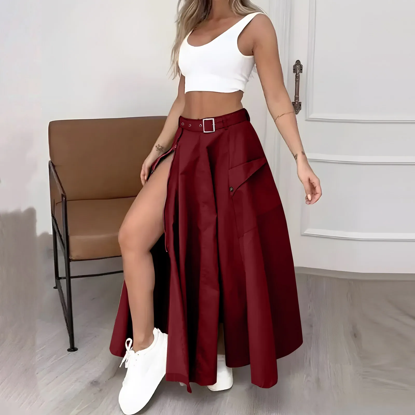 kf-Sf5534e5be82744c8b1e7e21d4c9ea439m-2024-Summer-Women-S-2-Piece-Sets-Fashion-Sleeveless-Short-Tank-Top-Slit-Skirt-Set-Women